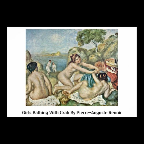 Girls Bathing With Crab By Pierre-Auguste Renoir Posters