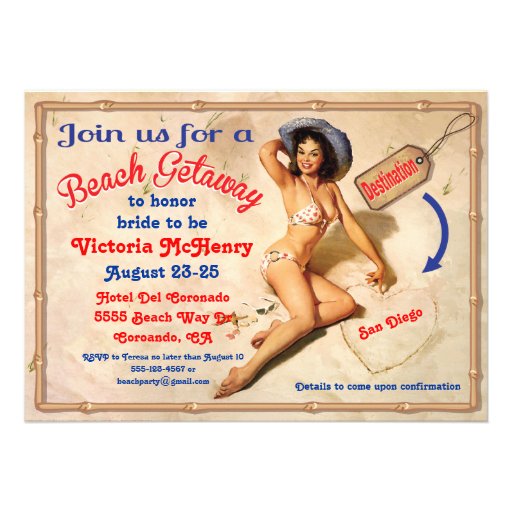 Girls Beach Getaway Weekend Party Invitations