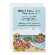 Girls Beach Party Invitation invitation