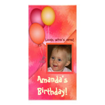 Girl's birthday balloon photo card template