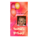 Girl's birthday balloon photo card template photocard