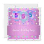 Girls Birthday Balloons Cake Pastel Pink Custom Announcements