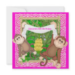 Girls Birthday Invitations with MONKEYS