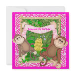 Girls Birthday Invitations with MONKEYS