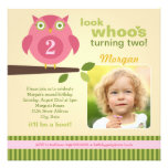 Girl's Birthday Party Photo Invitation | Owl Theme