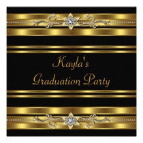 Girls Black and Gold Graduation Party invitations