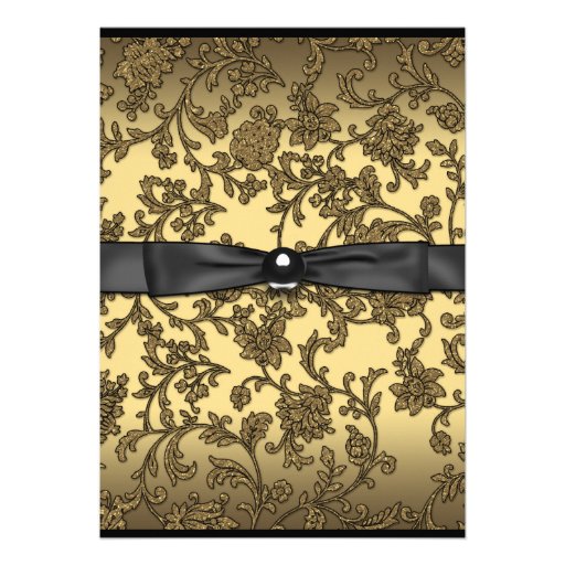 Girls Black and Gold Photo Graduation Announcements