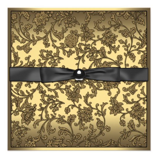 Girls Black and Gold Photo Graduation Custom Invitation