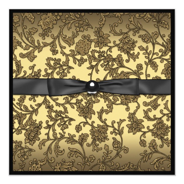 Girls Black and Gold Photo Graduation Invitation