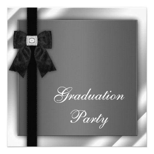 Girls Black and White Graduation Party Invitations