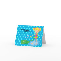 Girls Blue Pool Party Hose Thank You Card
