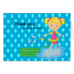 Girls Blue Pool Party Hose Thank You Card