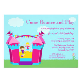 Girl's bounce house birthday party invitation