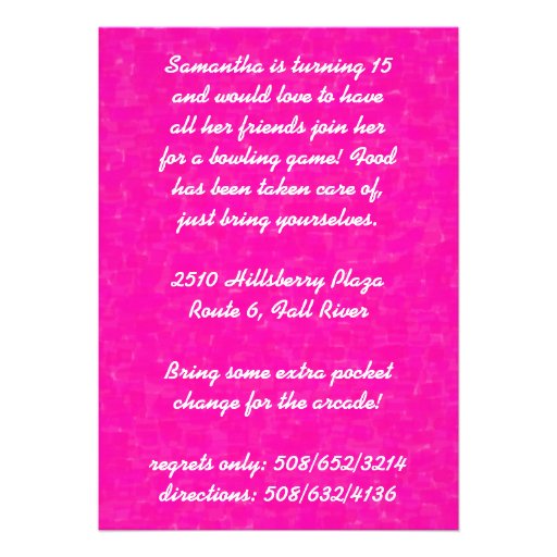 Girls Bowling Birthday Party Invitation