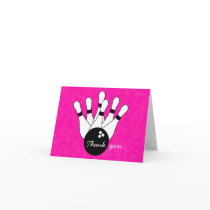 Girls Bowling Thank You Note Card