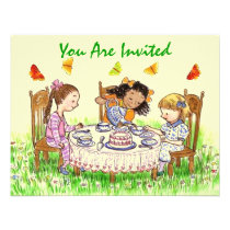 Girls & Butterflies Sweet Tea party Invitations invitations