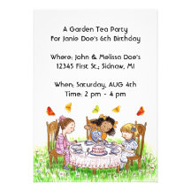 Girls & Butterflies Tea Party Garden Invitations