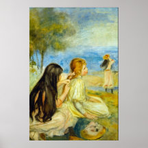Girls by the Seaside by Pierre Renoir Posters