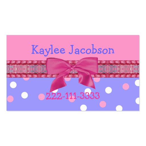 Girl's calling card / enclosure card business card template (front side)