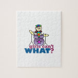 Girls Can't WHAT? Drummer Girl Logo Jigsaw Puzzle