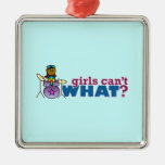 Girls Can't WHAT? Girl on Drums Christmas Ornament
