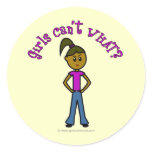 Girls Can't WHAT? Logo-Dark Girl Round Stickers