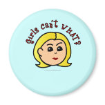 Girls Can't WHAT? Logo Head-Blonde Fridge Magnets