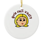 Girls Can't WHAT? Logo Head-Blonde Christmas Tree Ornaments