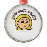 Girls Can't WHAT? Logo Head-Blonde Christmas Ornament