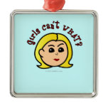 Girls Can't WHAT? Logo Head-Blonde Christmas Tree Ornament