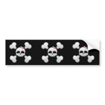 Girl's Cartoon Skull Bumper Sticker bumper stickers