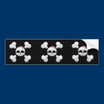 Girl's Cartoon Skull Bumper Sticker bumper stickers