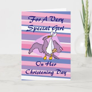 Girls Christening Bird card