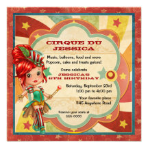 Girls Circus Birthday Invites