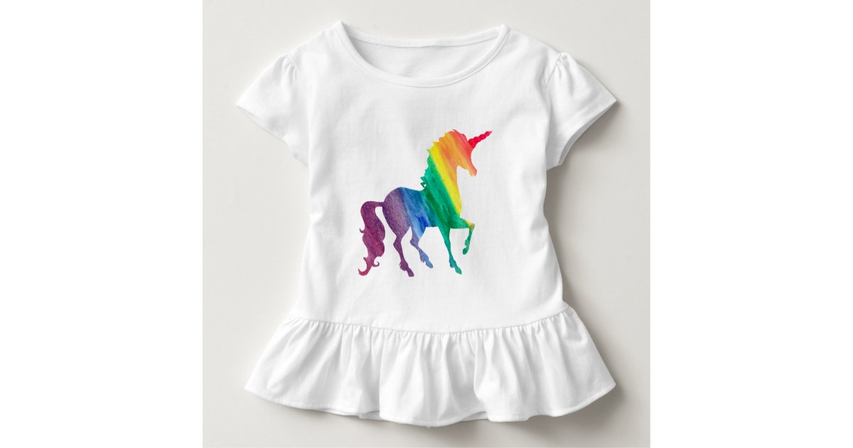 Girls Cool Rainbow Unicorn Watercolor Kids Toddler T Shirt