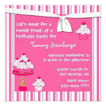 Girl's Cupcake Birthday Party Invitation