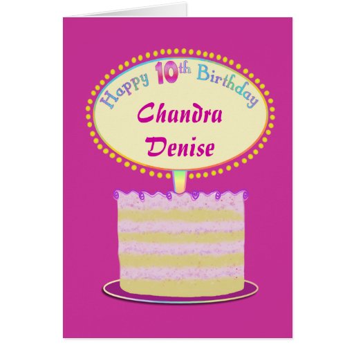 Girls Cute 10th Birthday Personalize It Card | Zazzle