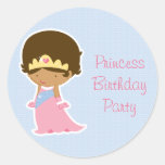 Girl's cute blue princess birthday party stickers stickers