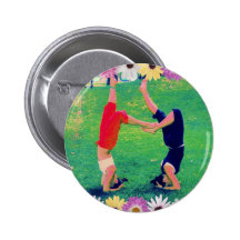 Girls Do Yoga Headstand Pinback Button