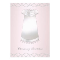 Girls Elegant Pink Christening invitations