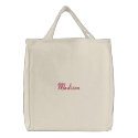 Girls Embroidered Name Canvas Tote Bag embroidered bags by CuddleTree Girls Embroidered Name Canvas Tote Bag embroidered bags