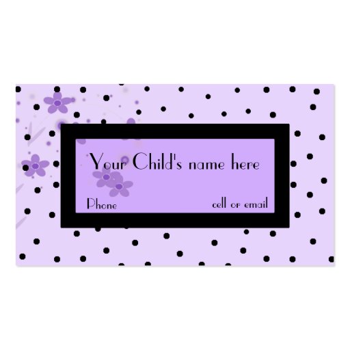 Girl's fashionable calling card business card templates (front side)