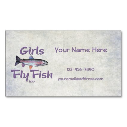 Girls Fly Fish too! Rainbow Trout Fly Fishing Magnetic Business Cards (Pack Of 25)