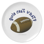 Girls Football - Blue Text Dinner Plates