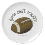 Girls Football - White Text Dinner Plates