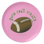 Girls Football - Yellow Text Dinner Plates