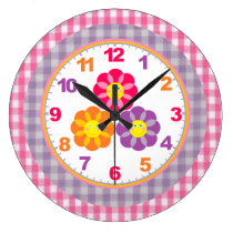 Girls Gingham Flower Clock with Numbers