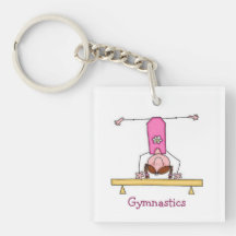 Girls Gymnastics Square Acrylic Key Chains