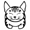 Girls Happy Cat T-shirt (black tabby) by artbyakiko Girls Happy Cat T-shirt (black tabby)