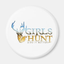 GIRLS HUNT DEER FRIDGE MAGNETS